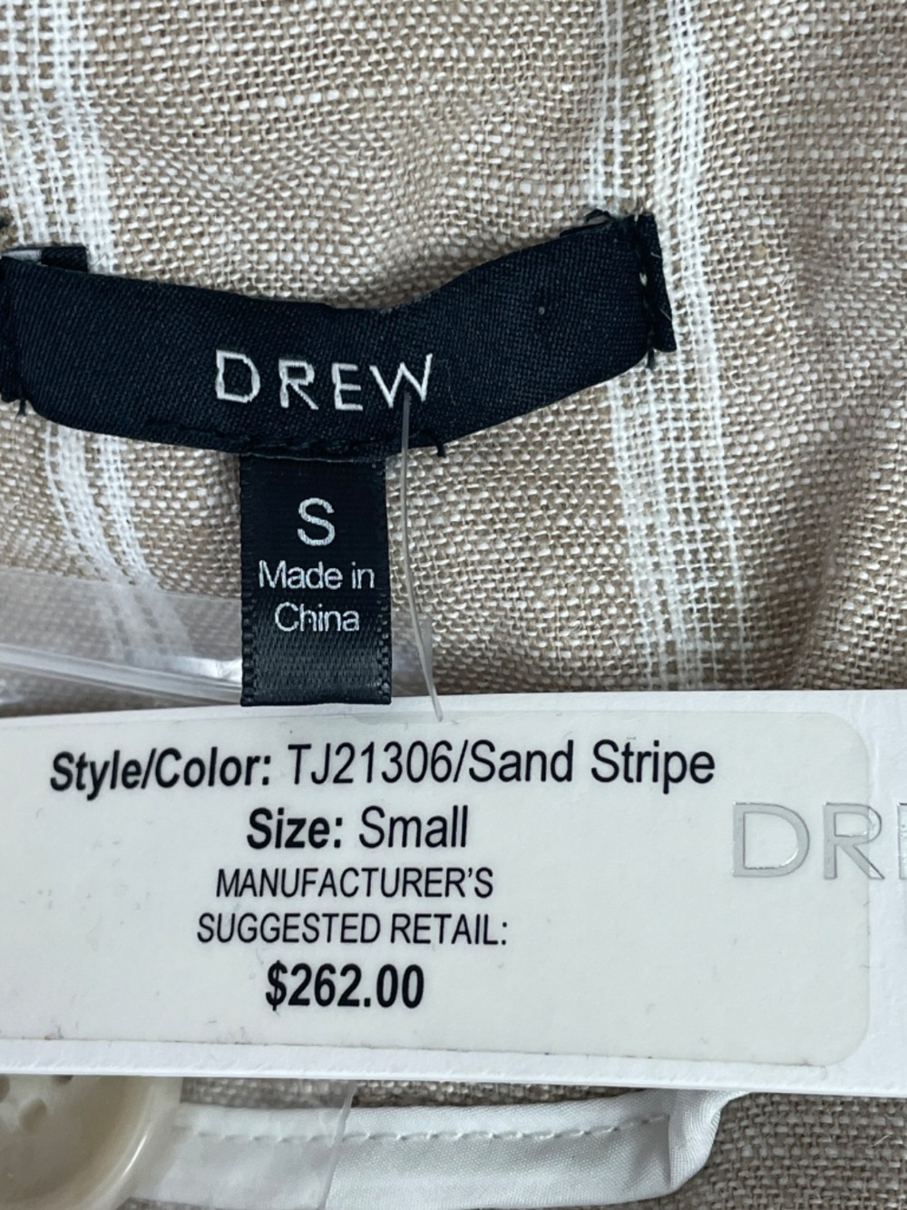 DREW Womens Tan White Striped Linen Blazer Jacket Size Small - NWT $262 - Picture 5 of 7